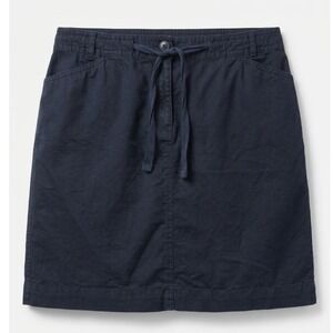 Ann Taylor LOFT Skirt Womens 10 Navy Blue Excellent Linen Cotton Utility Mini